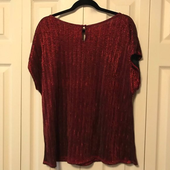 NEW Ruby Metallic/Glitter Top NY Collection Plus - Picture 4 of 10